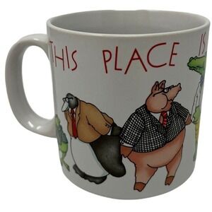Vintage Russ "This Place is a Zoo" Coffee Mug Kangaroo Bear Alligator Pig Frog